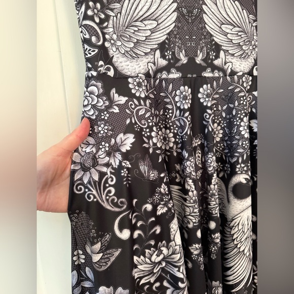 Blackmilk Tattoo Lace Cap Sleeve Longline dress with swans and pockets! - Picture 4 of 10